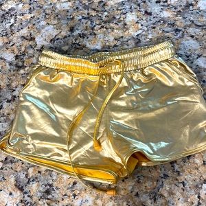 Gold disco shorts size small